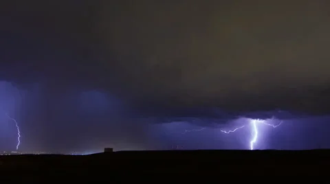 4K Night Time Lapse of Terrifying Lightning Outbreak Stock Footage 54714779