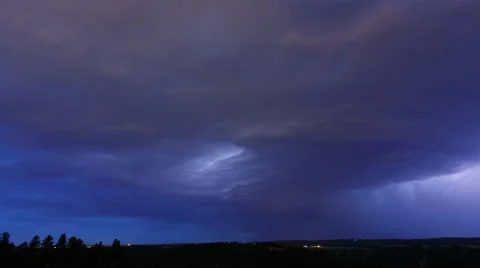 4K Night Time Lapse of Wild Thunderstorm on Plains Stock Footage 54714875