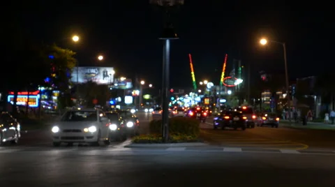 4k night time traffic time lapse in Orlando Florida tourist area Vídeo Stock 63620459
