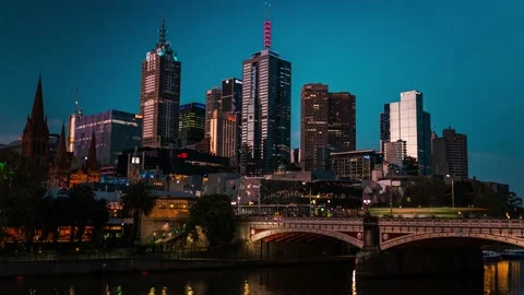 4k Night Timelapse Melbourne Video stock 219718769