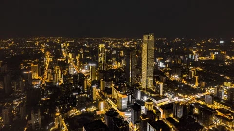 4K Night View Timelapse of Changsha IFS Landmark Stock Footage 346566919