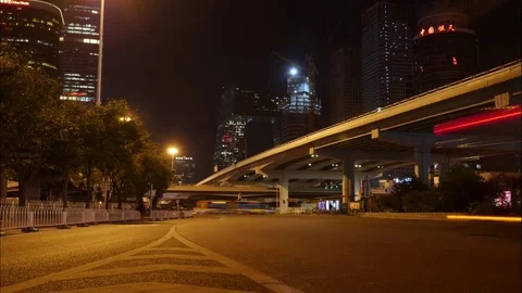 4K Nighttime Traffic Beijing with CBD Buildings in Background Video stock 80982500