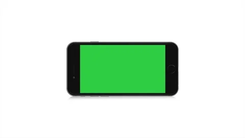 4K No Name Modern Smart Phone Mobile Device, Blank Green Screen White Background Stock Footage 76787121