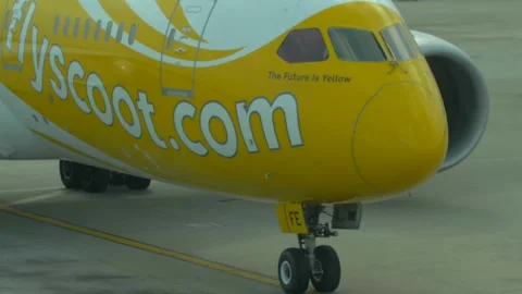 4K Nok Air Hub Jet Airplane Taxing Off Tarmac To Terminal Transportation World Stock Footage 347966853