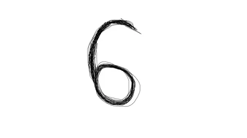 4K Number 6 Scribble Animated Doodle Six Video stock 72167857