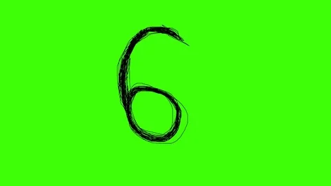 4K Number 6 Scribble Green Screen Animated Doodle Video stock 72167872