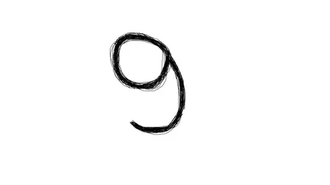 4K Number 9 Scribble Animated Doodle Nine 스톡 동영상 72167883
