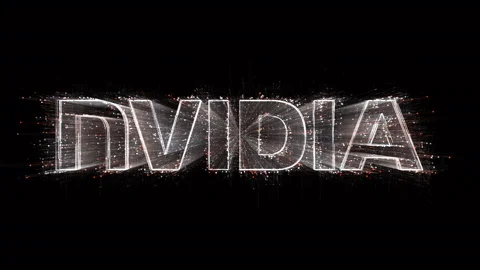 4k Nvidia word Graphics card GPU chip company brand logo,Matrix binary code. Video stock 112527557