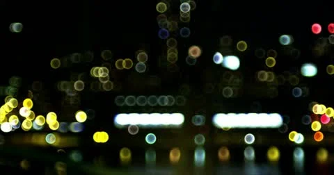 4K NYC Dark City Bokeh & Soft Twinkle Lights Stock Footage