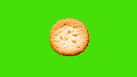 4k oatmeal cookie icon isolated on green screen Stock Footage 287998154