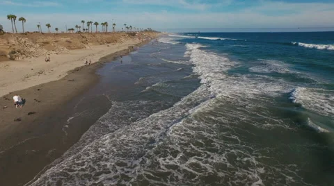 4K Ocean Beach Flyover  Stock Footage 54265311