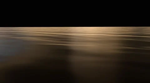 4k ocean surface loop with alpha, isolated on black, soft evening sunset light Stock Footage 68727928