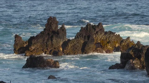 4K Ocean Waves And Rocks 19 Stock Footage 58931099