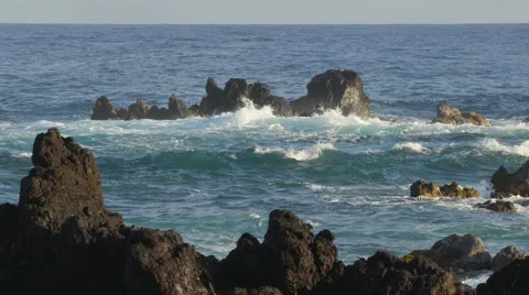 4K Ocean Waves And Rocks 21 Stock Footage 58931247