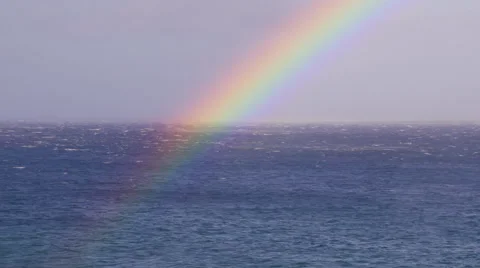 4K Ocean Waves Rocks And Rainbow 02 Stock Footage 58931124