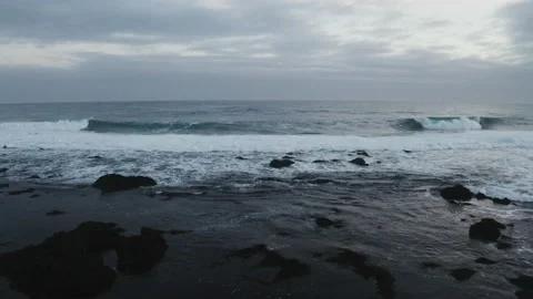 4K Oceanic Wave on a Rocky Beach Stock Footage 145750508