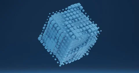 4K, Oddly Satisfying Animation, Seamless Loop, Cube, Light Blue Fast Stock Footage 255666873