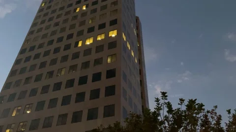 4K Office Building at Night Stock Footage 156641209