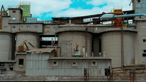 4K Old abandoned destroyed cement factory timelapse. Stock Footage 74447984