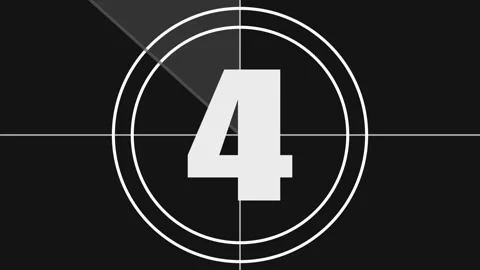 4K old-fashioned film countdown timer 5 to 1 seconds. Film leader countdown.. Stock Footage 291553362