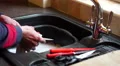 4K old man's hands washing up in very clean kitchen 4k or 4k+ Resolution