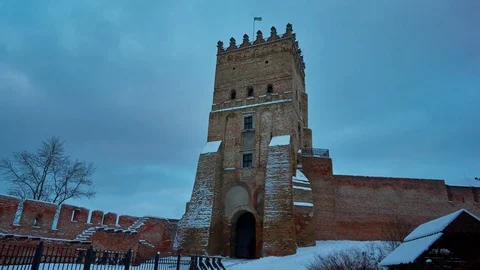 4K. Old town in winter. Clouds move on the sky. Time-lapse. 스톡 동영상 84209453