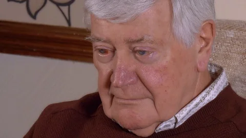 4K - Older Man Sitting Looking Lonely and Upset Video stock 87162304