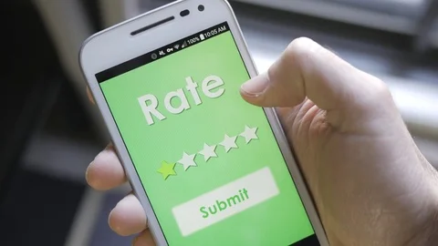 4K one 1 star rating on Smartphone Survey Video stock 73144800