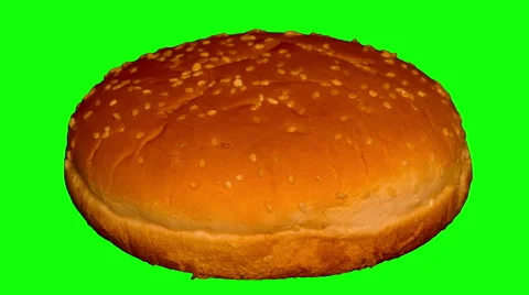4k – One big hamburger bun on wooden board  Stock Footage 57473846