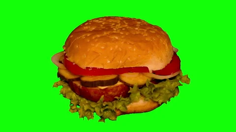 4k – One hamburger with bacon  Stock Footage 57660630