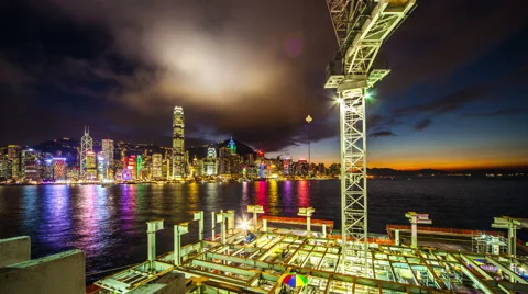 4k. One of many construction sites in HongKong. Timelapse. Video stock 60309365