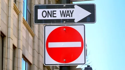4K One Way Caution Do Not Enter Traffic Sign, Wrong Way Directions Stock Footage 76825300