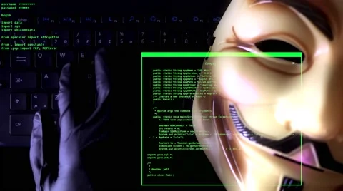 4K Online Programmer Hacking Anonymous Stock Footage 51034481