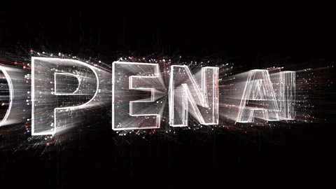 4k OPEN AI word cloud,binary computer code. Stock Footage 235102827