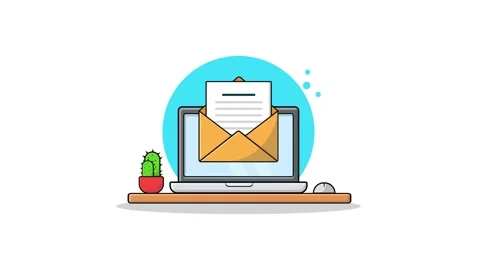 4k Open Envelope on a Laptop Screen. Digital Outreach Concept Animation Video Stock Footage 273501844