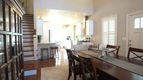 4K opening shot of Dining room and kitchen Vídeos de archivo 145883900