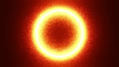 4k orange abstract fire circle moving loop animated motion background Stock Footage 145220231