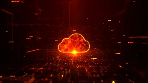 4K Orange Floating Digits Digital Technology Network Cloud Computing Icon 스톡 동영상 204052992