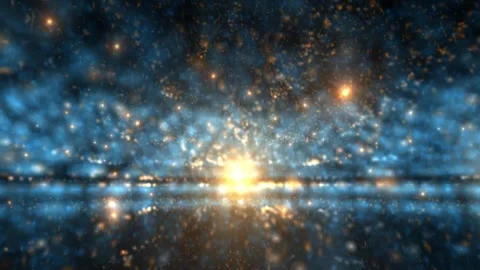4k Orange Green Sunset Particles Moving Horizon Motion Background Stock Footage 301570277