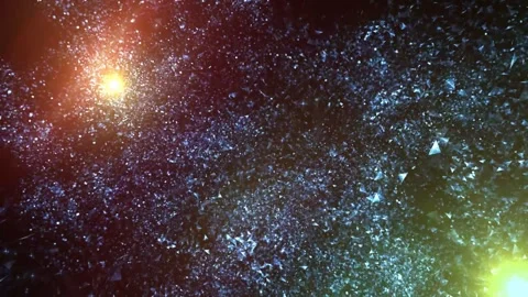 4k Orange Greenish Lights Triangular Mirror Particles Motion Background Stock Footage 304190228