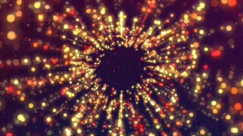 4K Orange Light Particles And Flares Flying In Tunnel - Animation Stock Footage 147171842