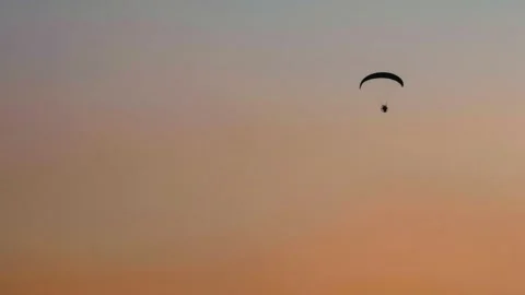 4k Orange Red sky sunset, paragliding, paraglider Stock Footage 160932609