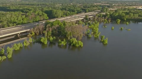 4K Orbiting Aerial View Of Submerged Trees In Flooded Fisher Lake Savage MN Stock Footage 278380545