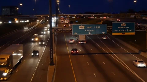 4k overhead view of highway at night Stock Footage 91132825