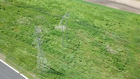 4k Overhead view of power lines Stock Footage 92696718