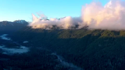 4k Pacific Northwest Sunset Clouds Hyperlapse Aerial Drone Stock Footage 154055204