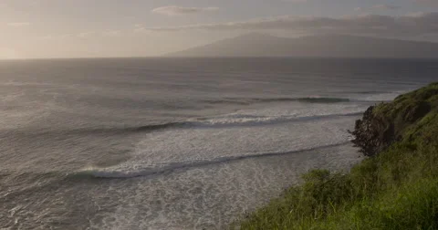 4K: Pacific Ocean Waves Peeling at Sunset Stock Footage 63158206