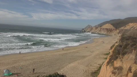 4k pacifica beach san francisco california USA california west coast pan shot 4k Stock Footage 161000517