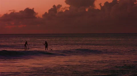 4K Paddle Boarder falls into the waves Video stock 41714957