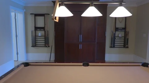 4K Pan Over Tan Pool Table Stock-Footage 111031922